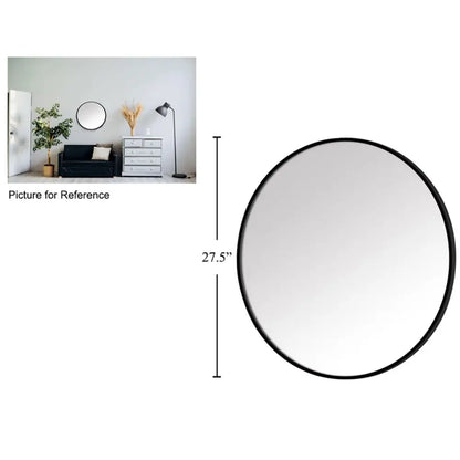 Round Wall Mirror Black - PABOOM