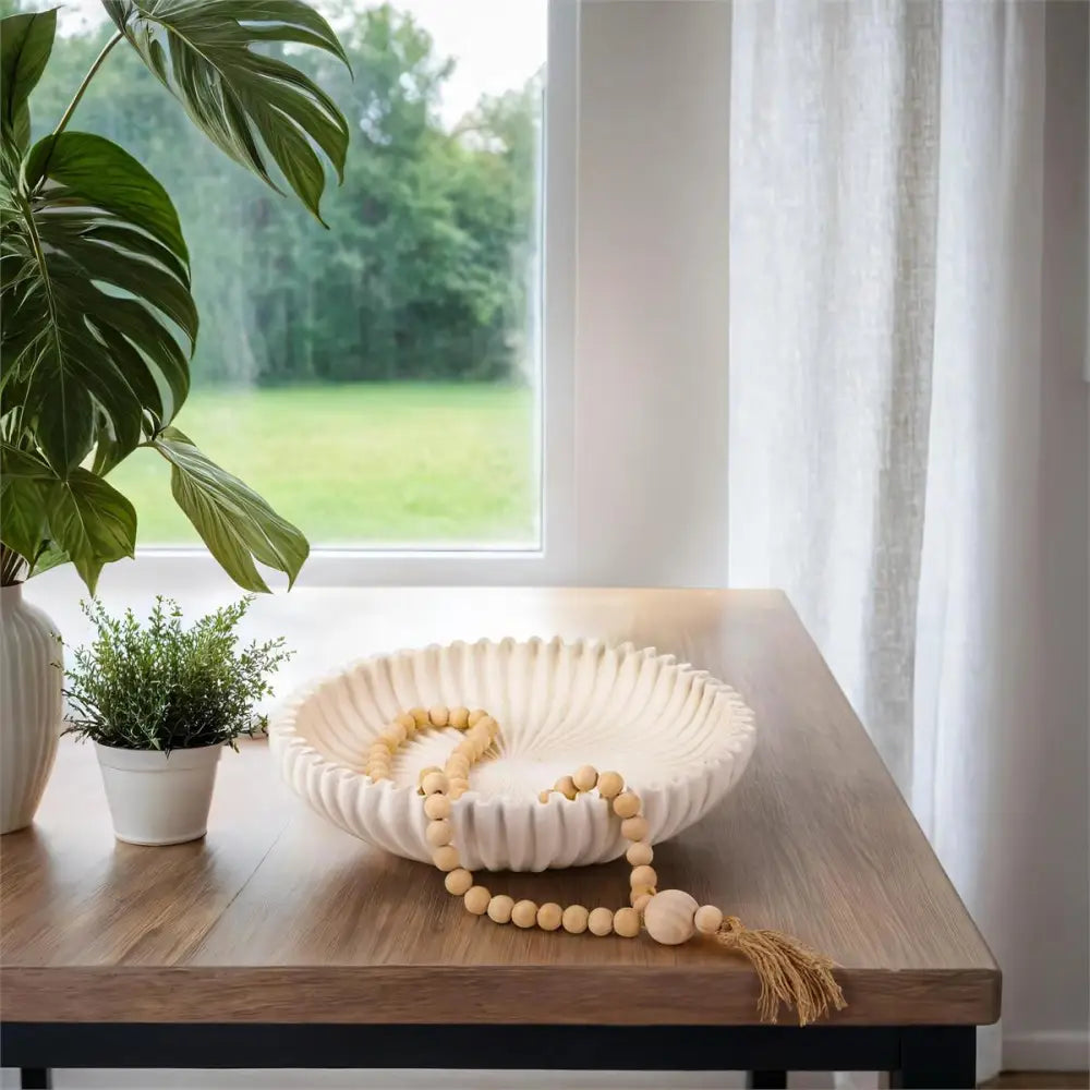 Scalloped Shallow Dish White - PABOOM