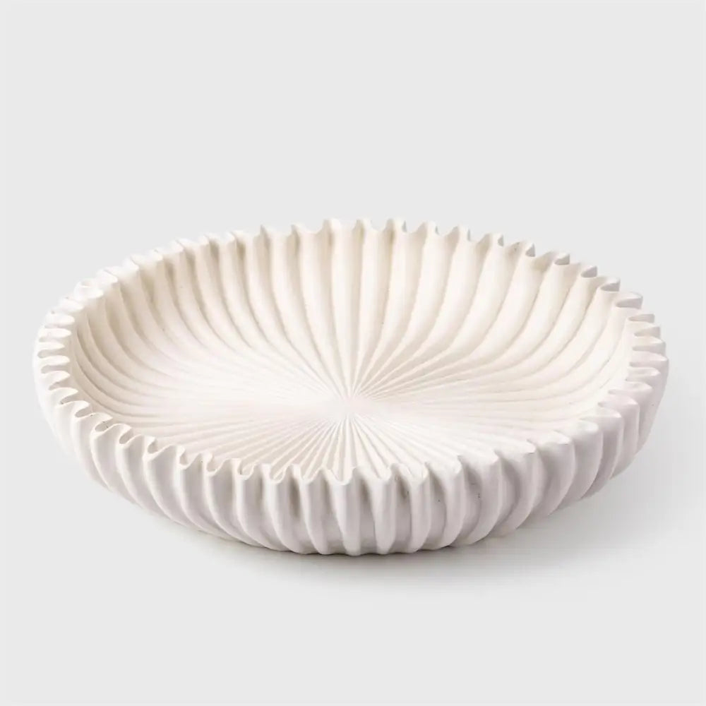 Scalloped Shallow Dish White - PABOOM
