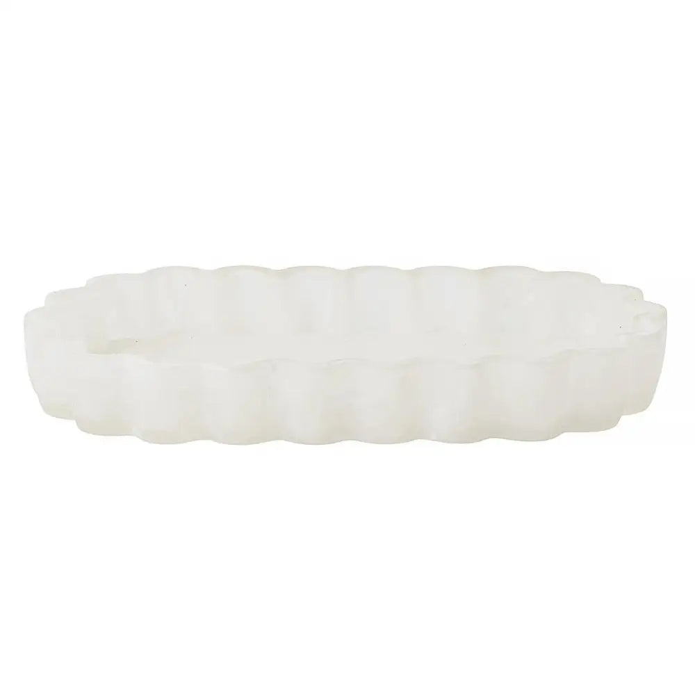 TRUU DESIGN - Scalloped Tray White Marble Effect