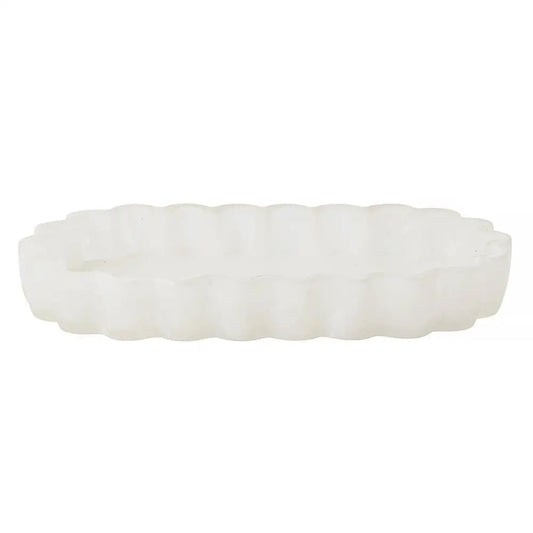 TRUU DESIGN - Scalloped Tray White Marble Effect