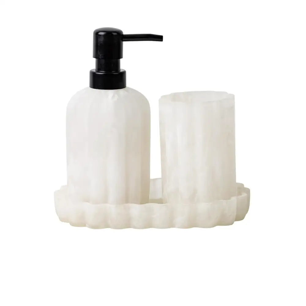 TRUU DESIGN - Scalloped Tumbler White Marble Effect
