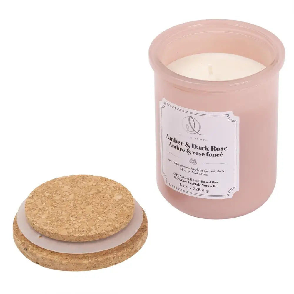 Scented Natural Candles With Cork Lid - Amber + Dark Rose