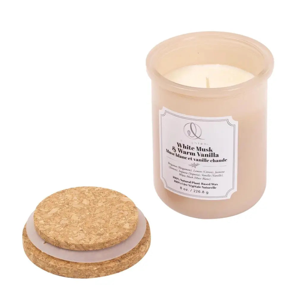 Scented Natural Candles With Cork Lid - White Musk + Warm Vanilla