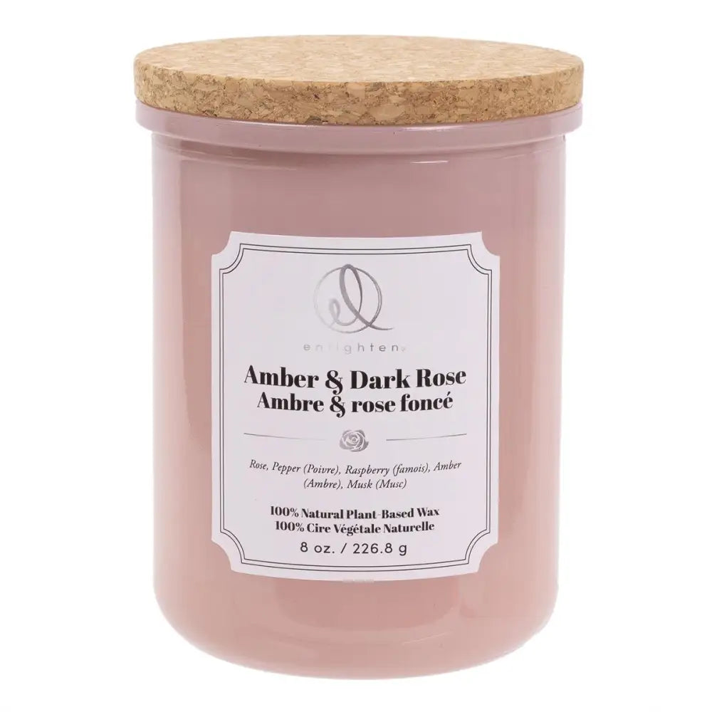 Scented Natural Candles With Cork Lid - Amber + Dark Rose