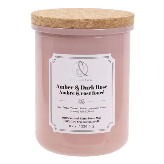 Scented Natural Candles With Cork Lid - Amber + Dark Rose