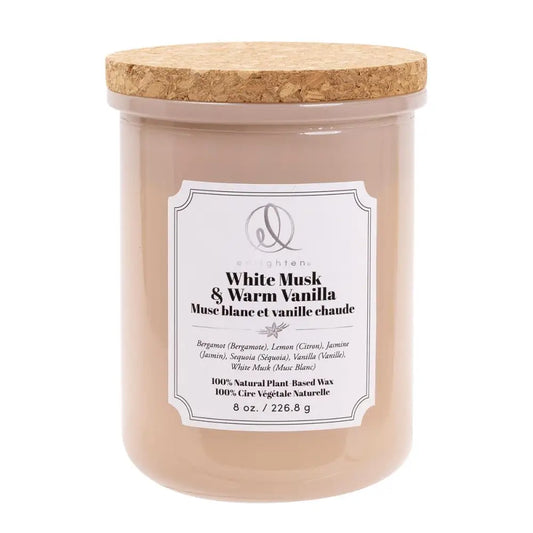 Scented Natural Candles With Cork Lid - White Musk + Warm Vanilla