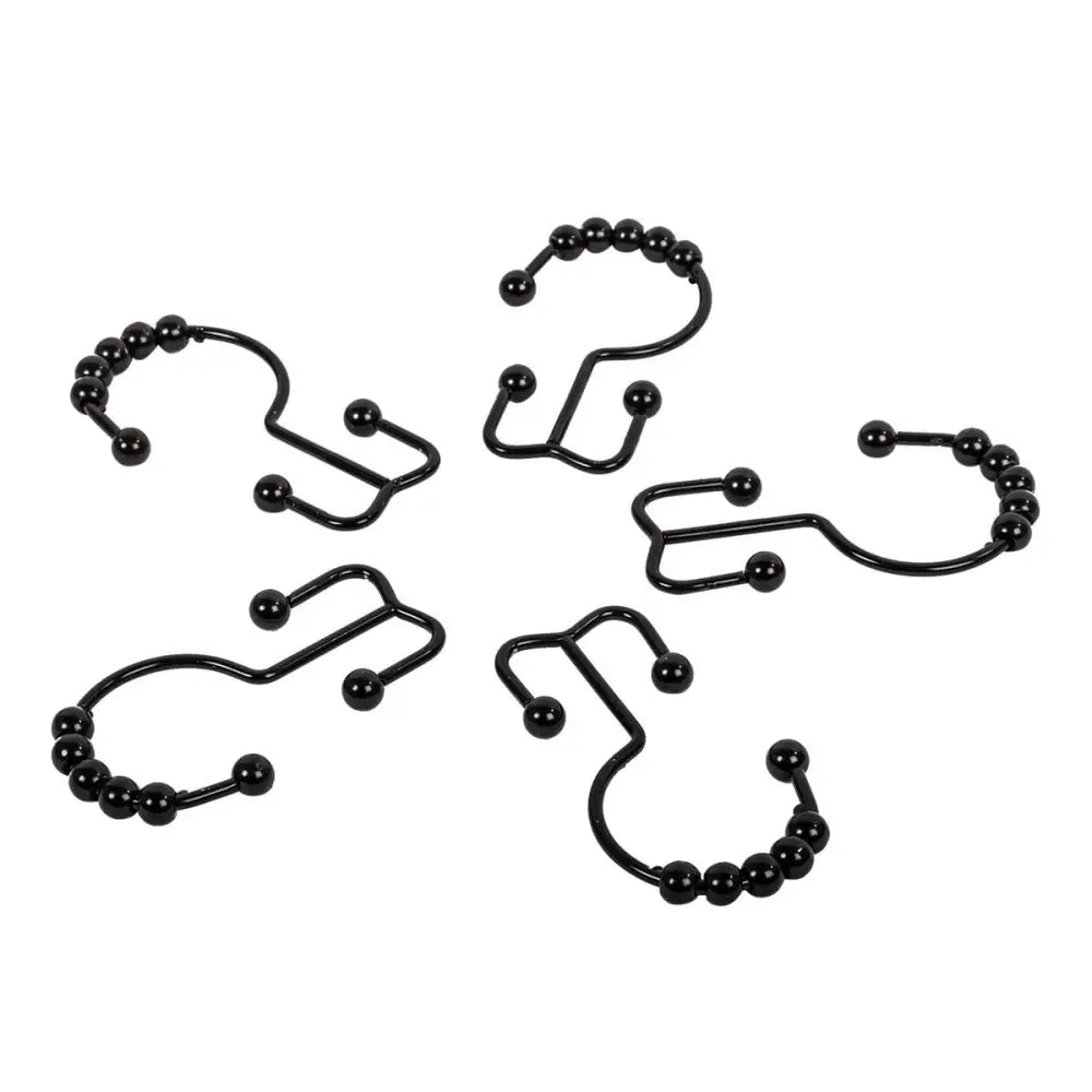 Shower Curtain Roller Hooks Black - PABOOM