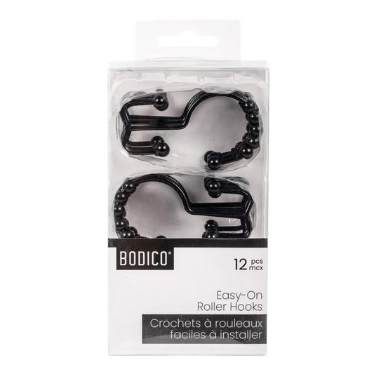 Shower Curtain Roller Hooks Black - PABOOM