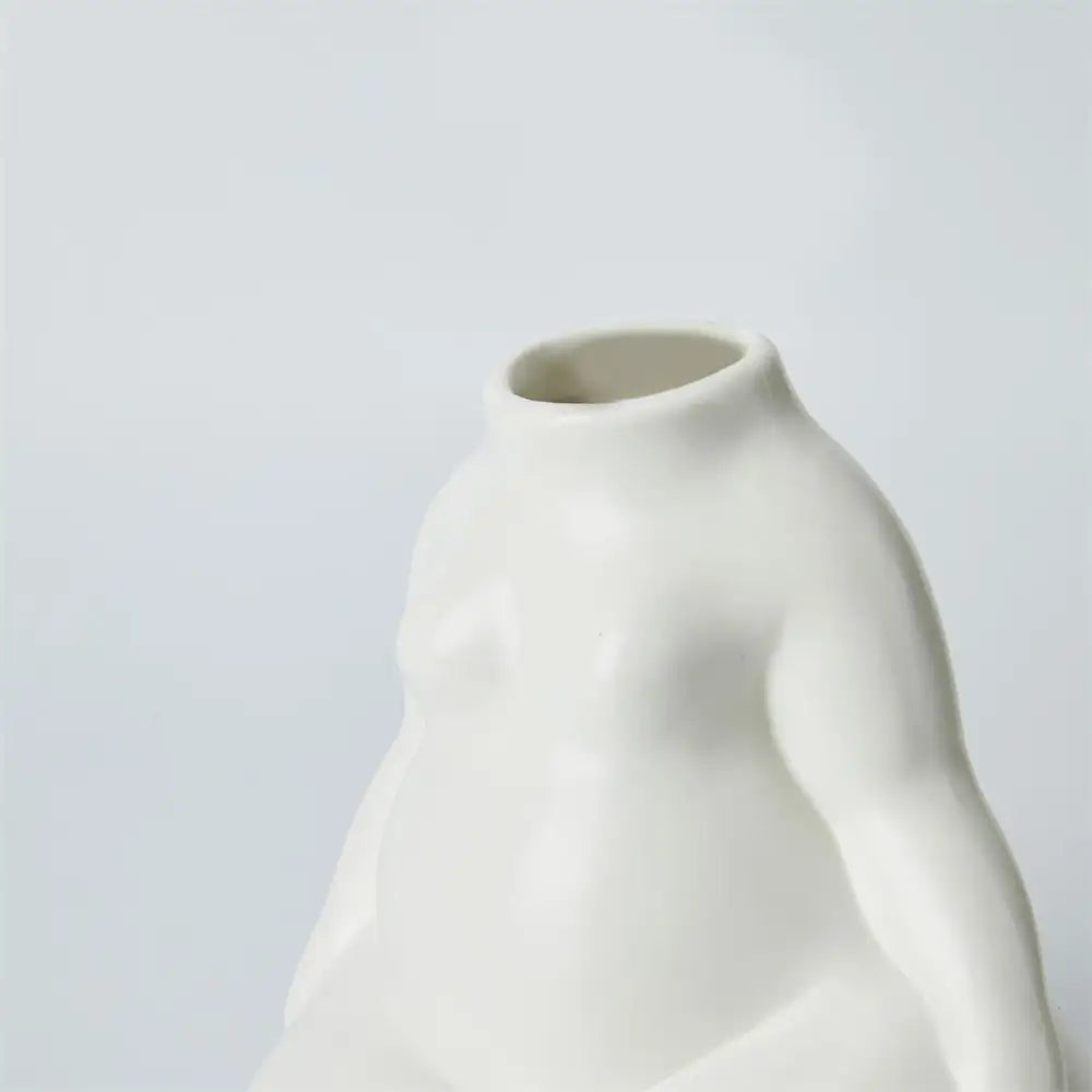 Sitting Woman White Vase - PABOOM