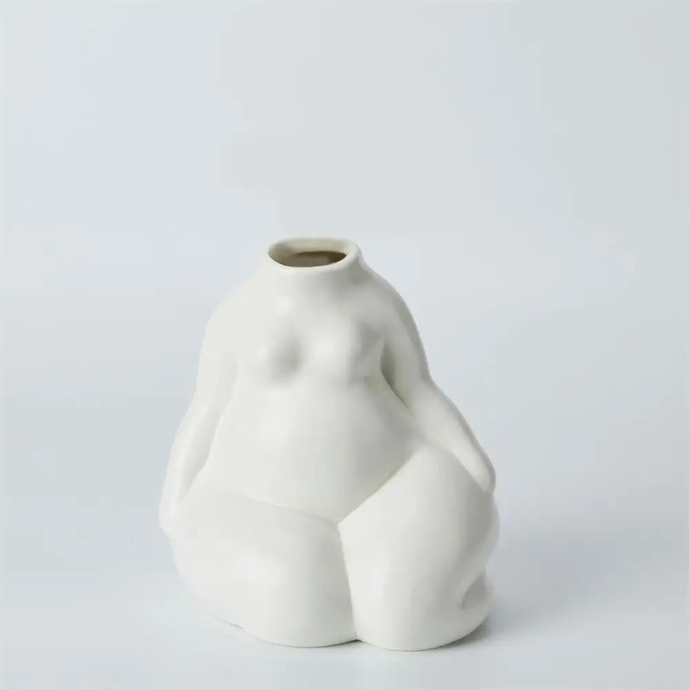 Sitting Woman White Vase - PABOOM