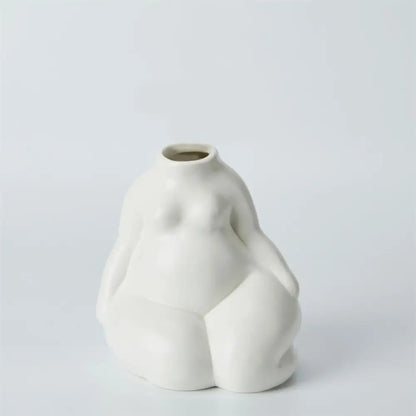 Sitting Woman White Vase - PABOOM