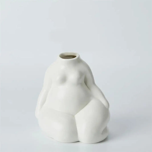Sitting Woman White Vase - PABOOM