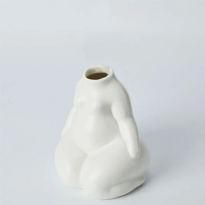 Sitting Woman White Vase - PABOOM