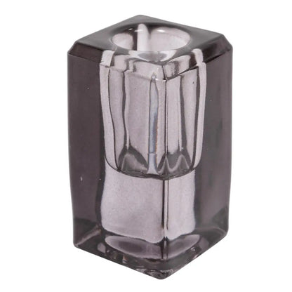 Square Grey Glass Taper Holder - PABOOM
