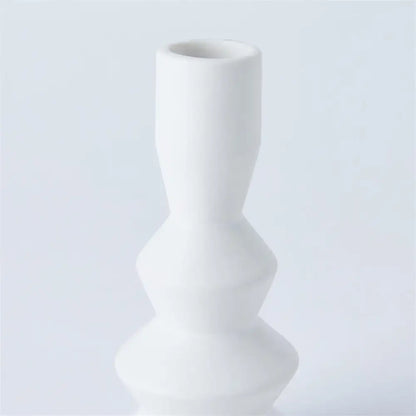 Stacked Matte White Taper Candle Holder Small - PABOOM