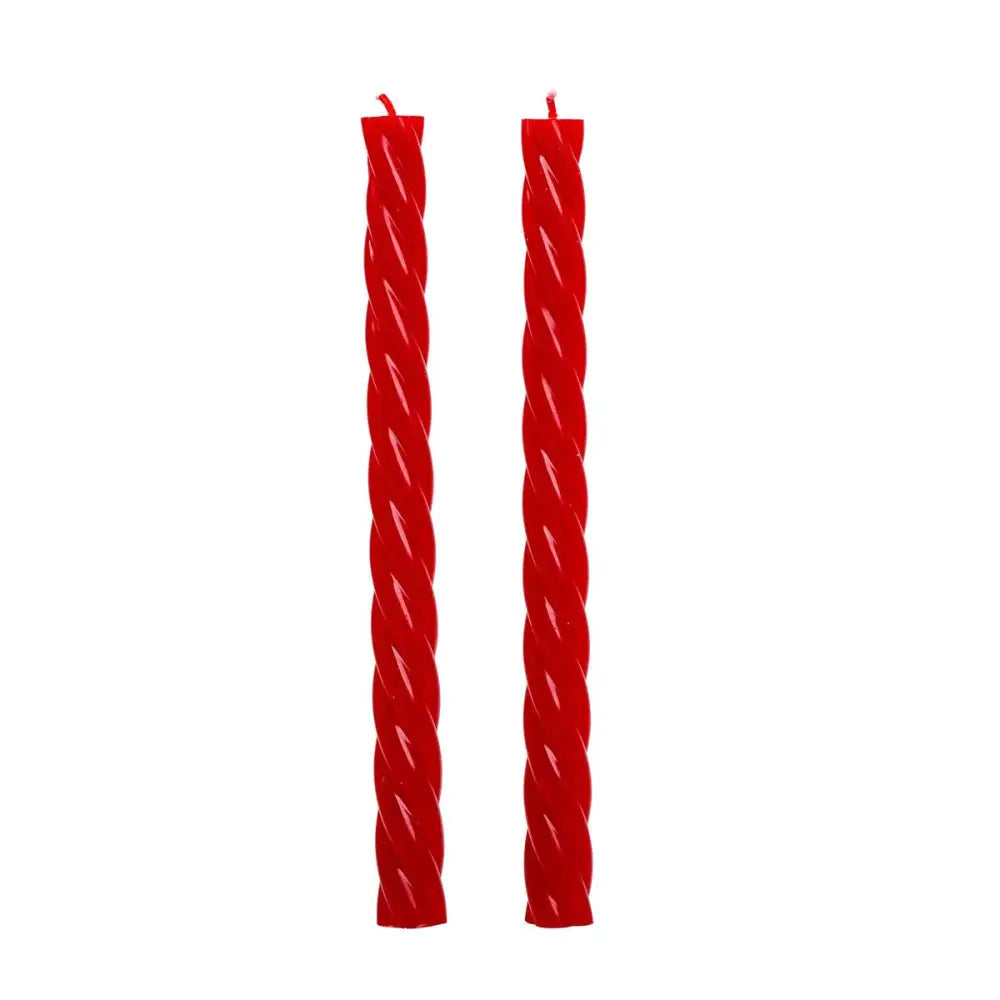 Swirled Dinner Candles Red - PABOOM