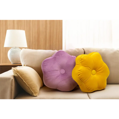 Velvet Ochre Flower Cushion - PABOOM