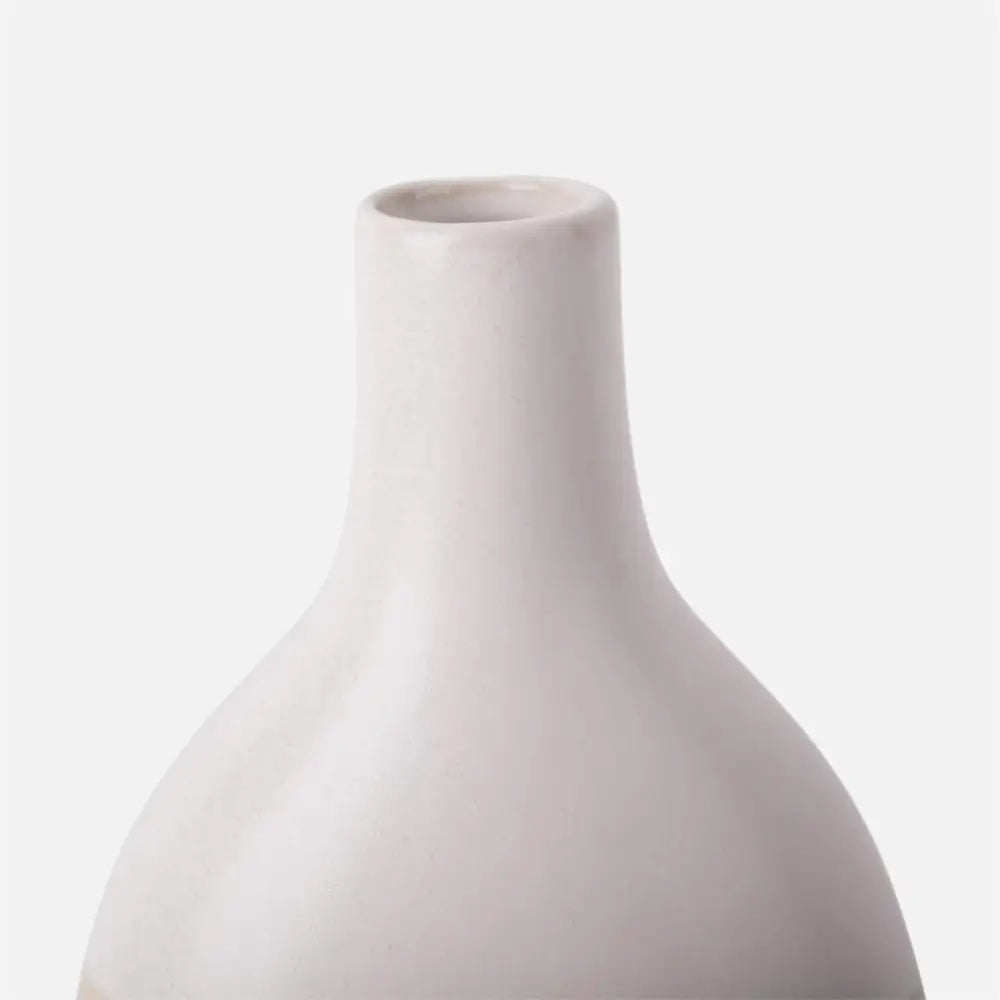 TRUU DESIGN - White Ceramic Vase With Reactive Glaze Brown Gradient Large