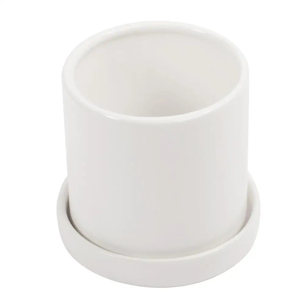 White Planter with Saucer - PABOOM