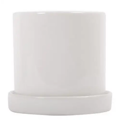 White Planter with Saucer - PABOOM
