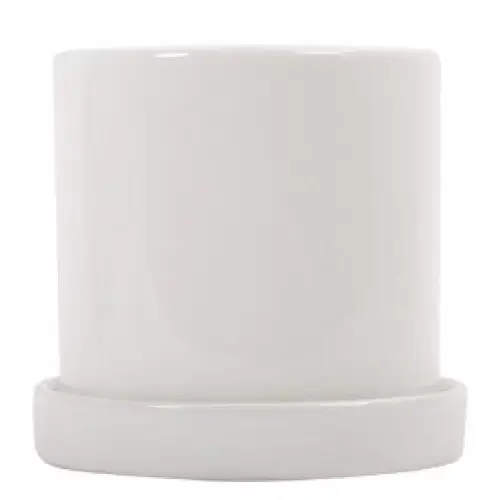 White Planter with Saucer - PABOOM