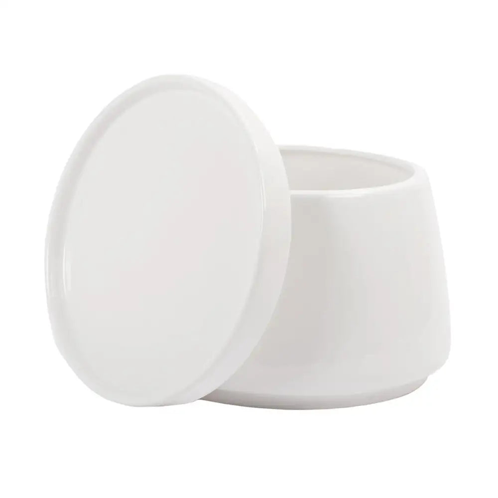 White Rounded Planter with Saucer - PABOOM
