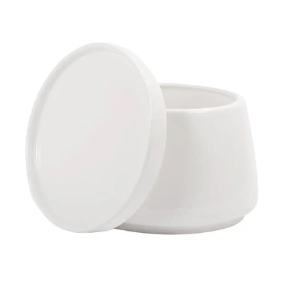 White Rounded Planter with Saucer - PABOOM