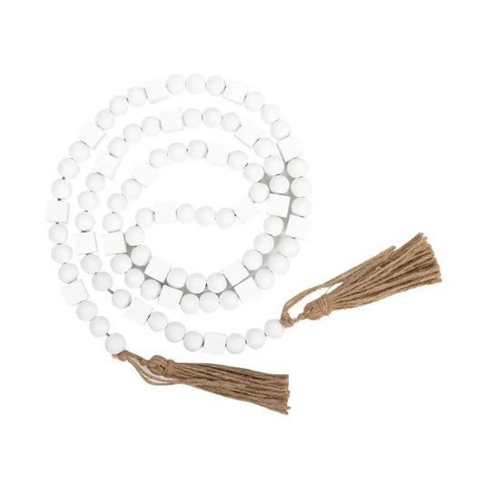 White Wooden Beaded Garland - PABOOM