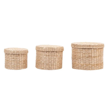Woven Grass Basket with Lid - PABOOM