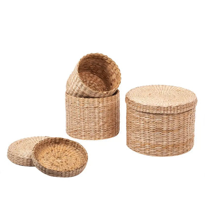 Woven Grass Basket with Lid - PABOOM