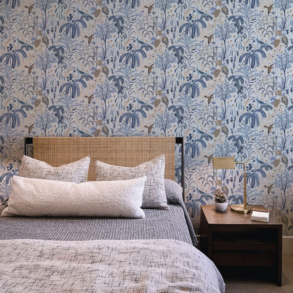 Willow Blue Blossom Peel and Stick Wallpaper, 28 sq. ft.