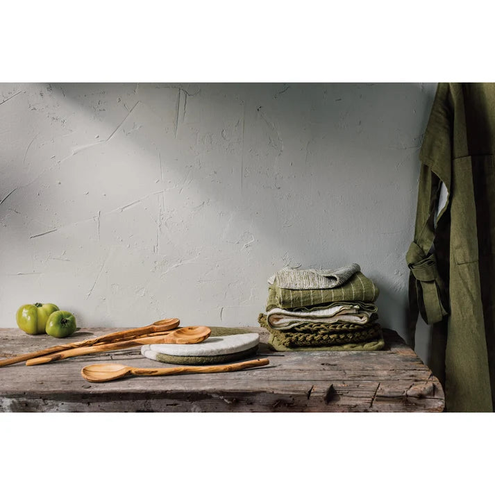 Olive Wood Long Spoon shown from the side to highlight the wood grain – PABOOM