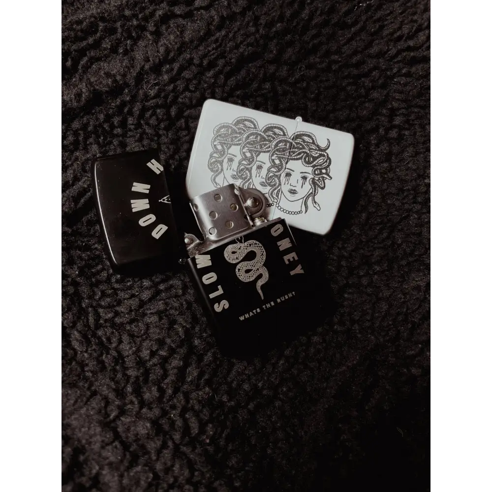 3 headed medusa lighter and opened snake slow down honey lighter