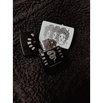 3 headed medusa lighter and opened snake slow down honey lighter