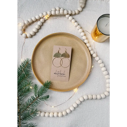 Whitebirch Handmade Goods - Brass Half Moon Circle Statement Earrings Raw Hooks