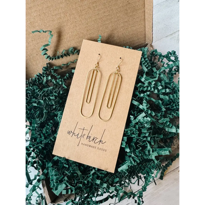Whitebirch Handmade Goods - Brass Large Double Oval Earrings Raw Hooks