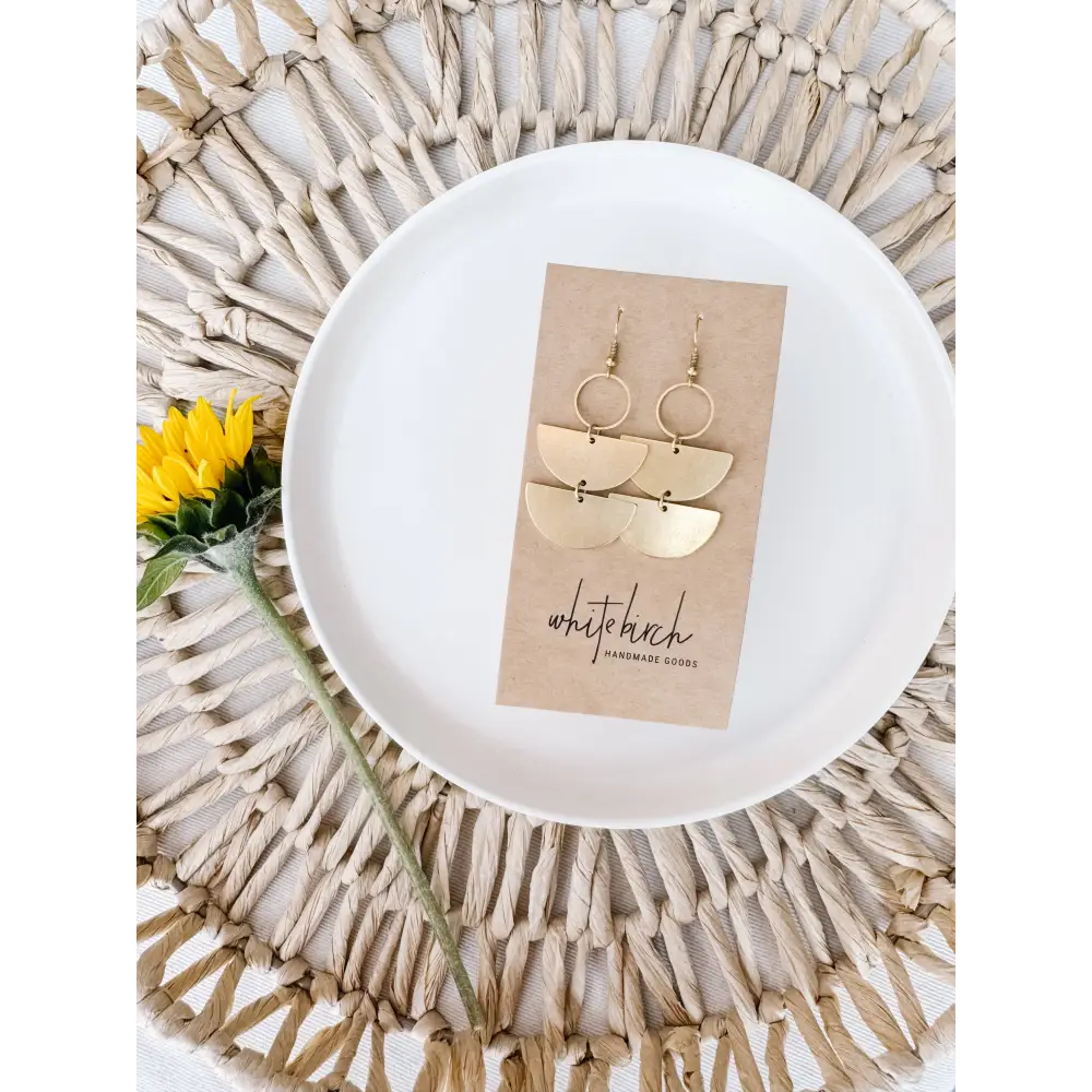 Whitebirch Handmade Goods - Brass Large Stacked Statement Earrings Raw Hooks
