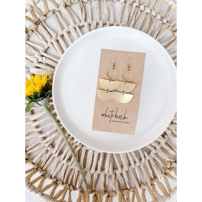 Whitebirch Handmade Goods - Brass Large Stacked Statement Earrings Raw Hooks