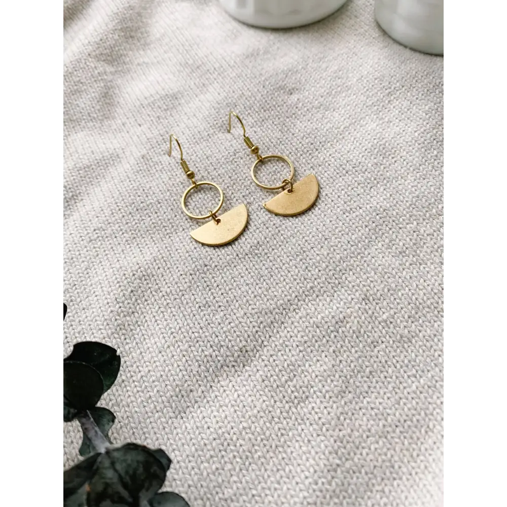 Whitebirch Handmade Goods - Brass Mini Circle Earrings Raw Hooks