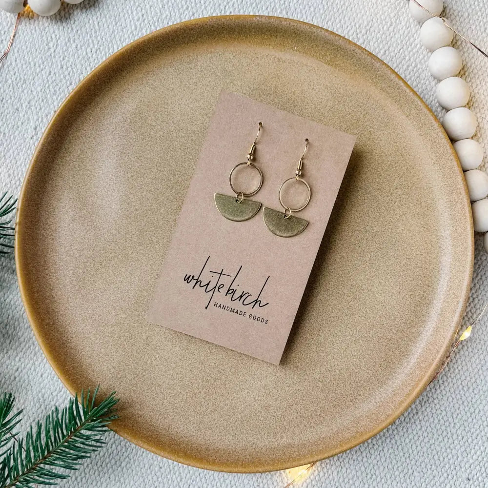Whitebirch Handmade Goods - Brass Mini Circle Earrings Raw Hooks