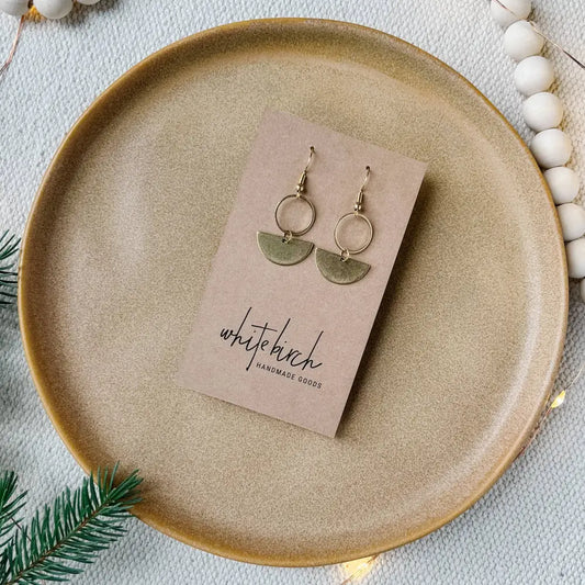 Whitebirch Handmade Goods - Brass Mini Circle Earrings Raw Hooks