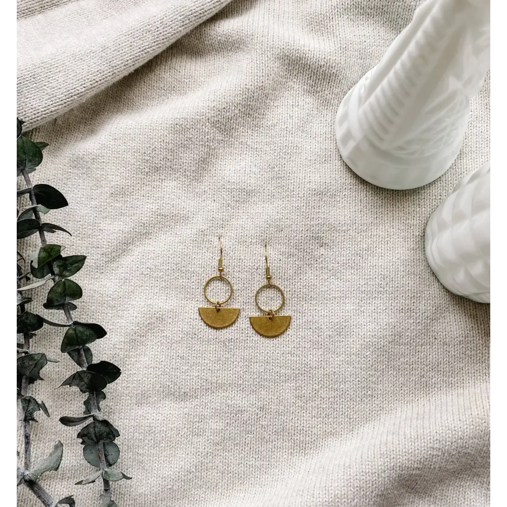 Whitebirch Handmade Goods - Brass Mini Circle Earrings Raw Hooks