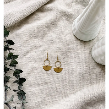Whitebirch Handmade Goods - Brass Mini Circle Earrings Raw Hooks