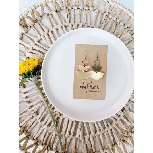 Whitebirch Handmade Goods - Brass Small Stacked Statement Earrings Raw Hooks