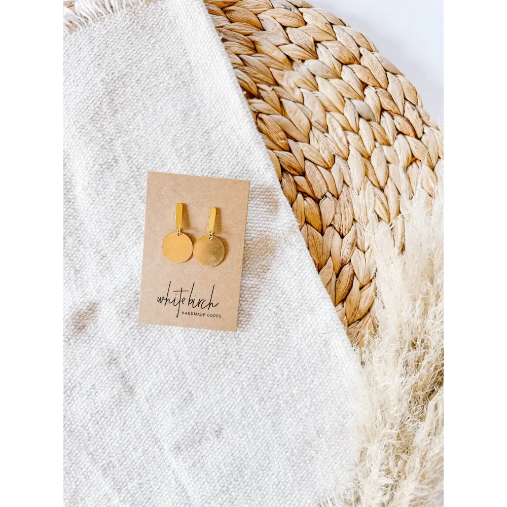 Whitebirch Handmade Goods - Brass Stud Earrings Thin Post With Disc