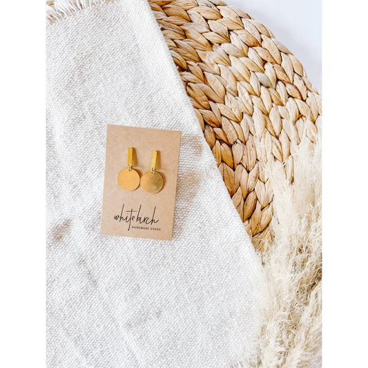 Whitebirch Handmade Goods - Brass Stud Earrings Thin Post With Disc