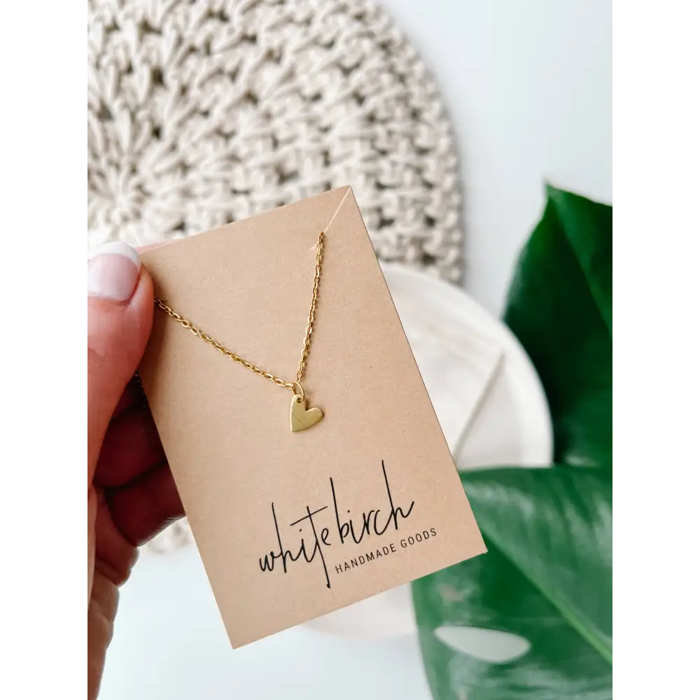 Whitebirch Handmade Goods - Brushed Brass Heart Necklace