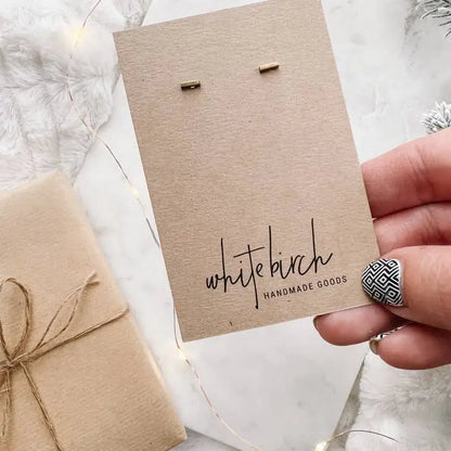 Mini Distressed Brass Bar Stud Earrings - PABOOM