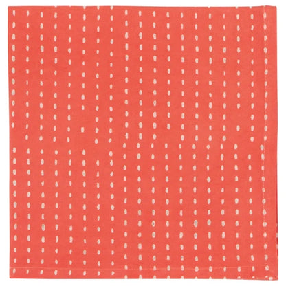Gather napkin shown unfolded to display the orange floral block print pattern - PABOOM